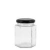 Gjh180 Glass Jar Hex Black Cap 180Ml