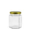 Gjh180 Glass Jar Hex Gold Cap 180Ml
