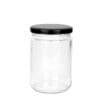 Gjr500S Glass Jar Round Twist 500Ml Clear Black